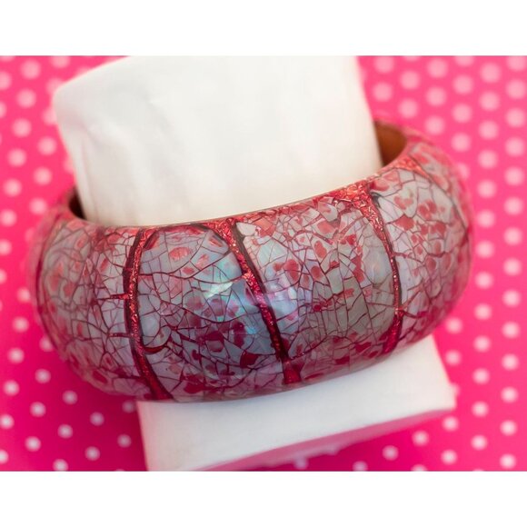 Vintage Red Scales Bangle 8 1/2 inch - P16 - Picture 2 of 3